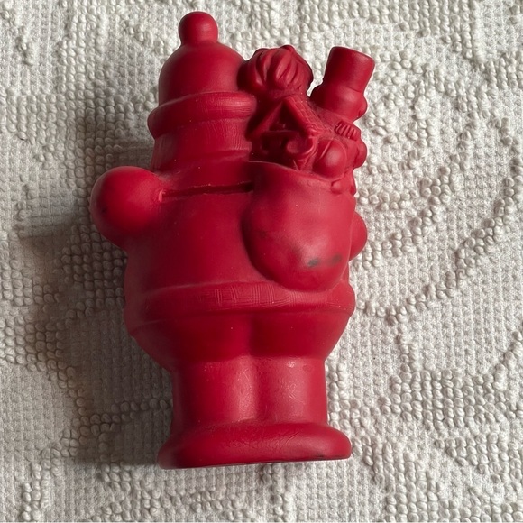 Vintage 1972 Christmas Club Rubber Piggy Bank w/ Plug Santa Claus 6" - Picture 3 of 4